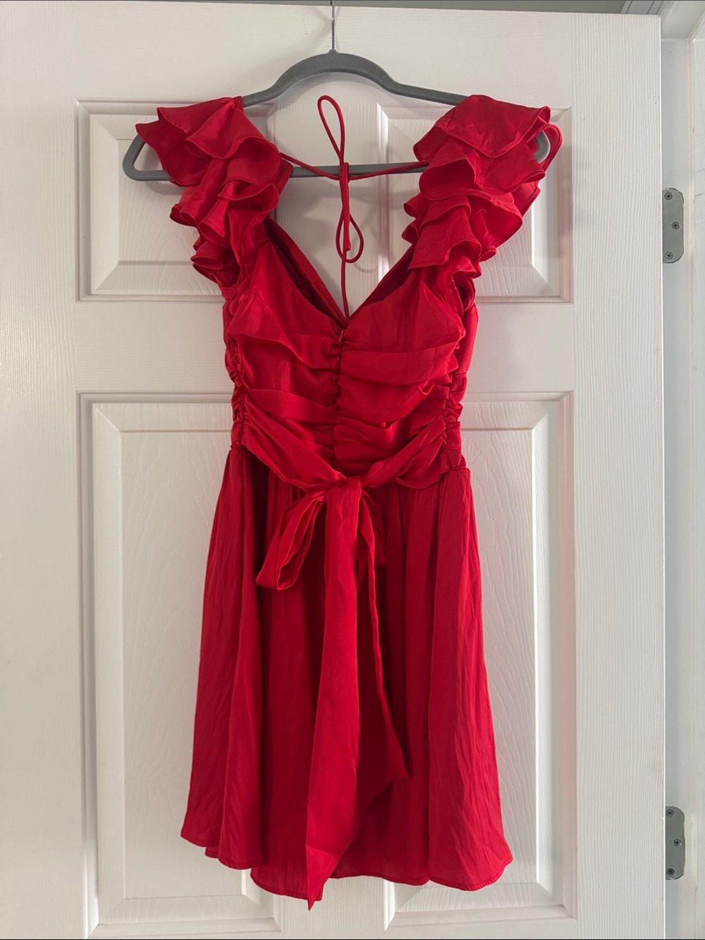 Hello Molly Red One-Shoulder Ruffle Midi Dress - Picture 2 of 7